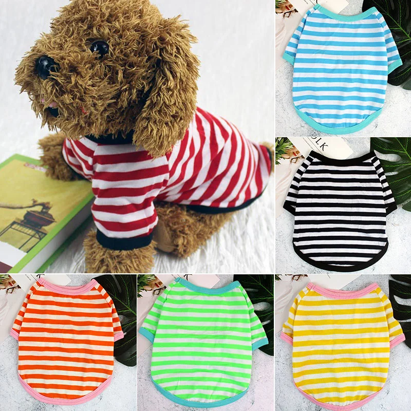 

Dog Clothes Soft T-shirt Thin Vest Striped Round Neck T-shirt For Small And Medium Dogs Pet Puppy Vest T-shirt Dog Cloth