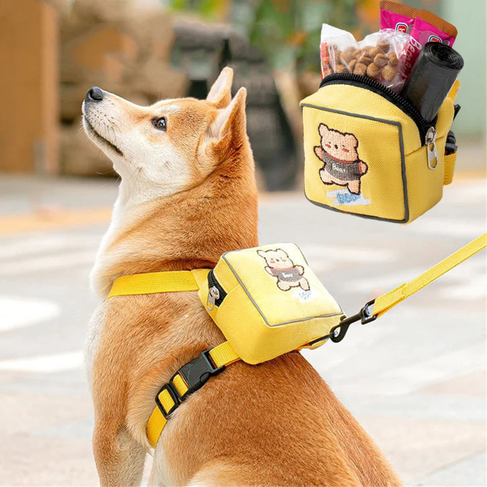 

Cartoon Print Pet Harness and Leash Sets for Small Medium Dogs Corgi Inu Puppy Harnesses with Snack Bags Pets Supplies