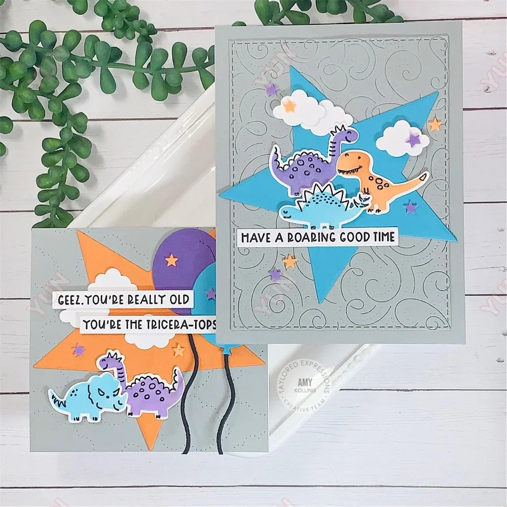 Мини-полоски металлические штампы и с изображением динозавра для скрапбукинга