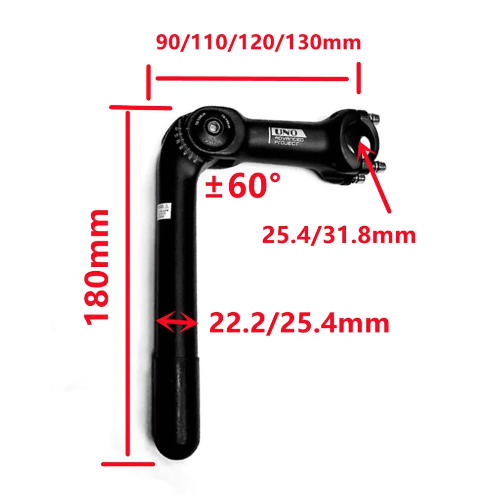 

New Practical Durable Hot Sale Useful Raise Handlebar Bike Stem Quill Stem MTB/Road ±60° 180mm 80-130mm Aluminum