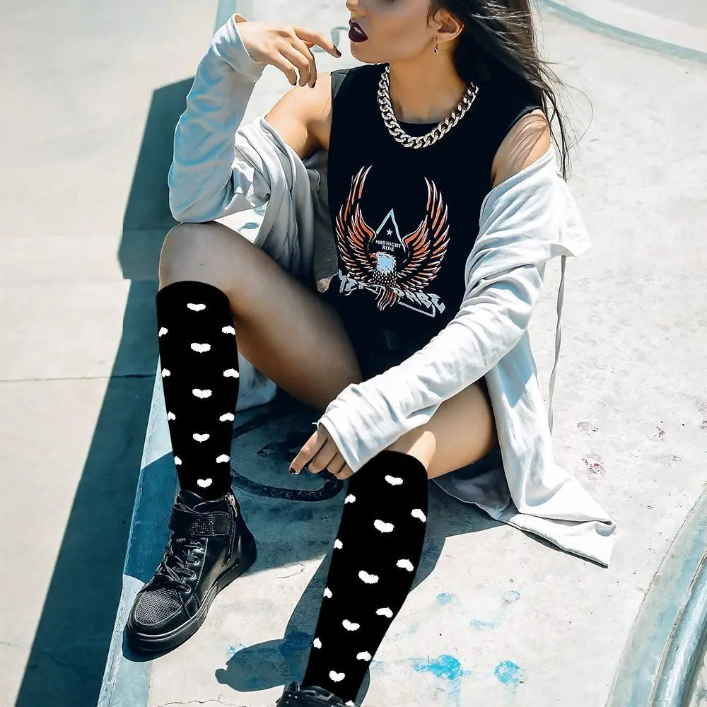 Black Color Unisex Compression Stockings Cycling Socks Men Fit Medical Edema Diabetes Varicose Veins Running Marathon Socks Men