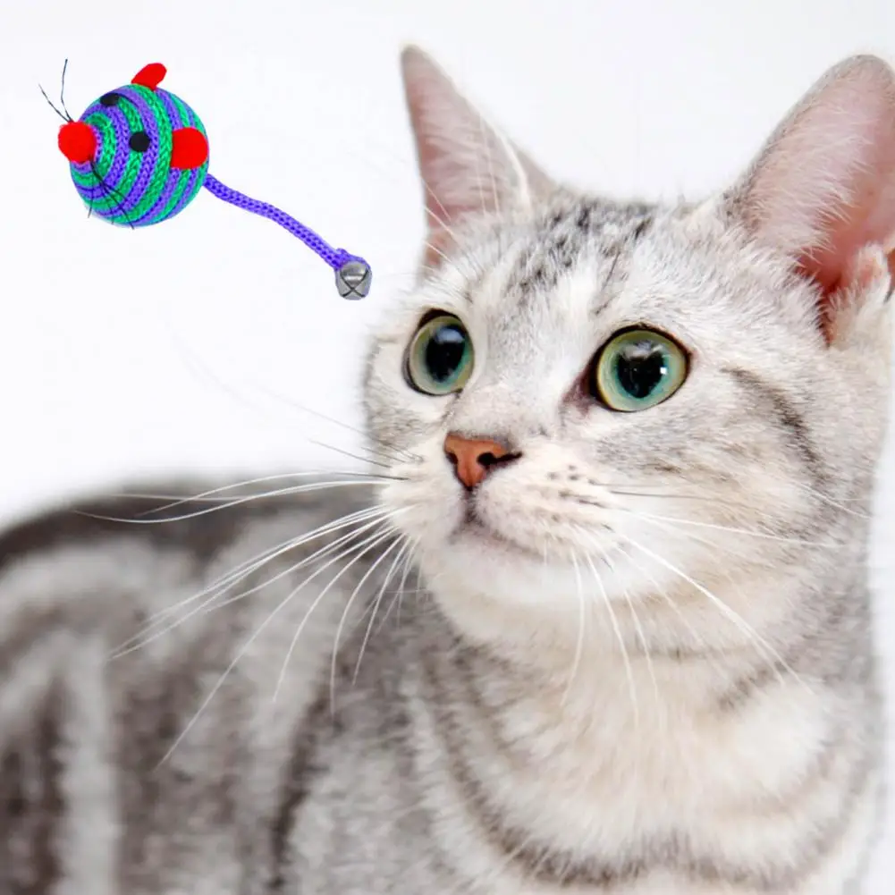 

Interesting Chew Toy Ball Shape Pet Toy Funny Long Tail Bell Mouse Body Cat Toy Exercise Cat