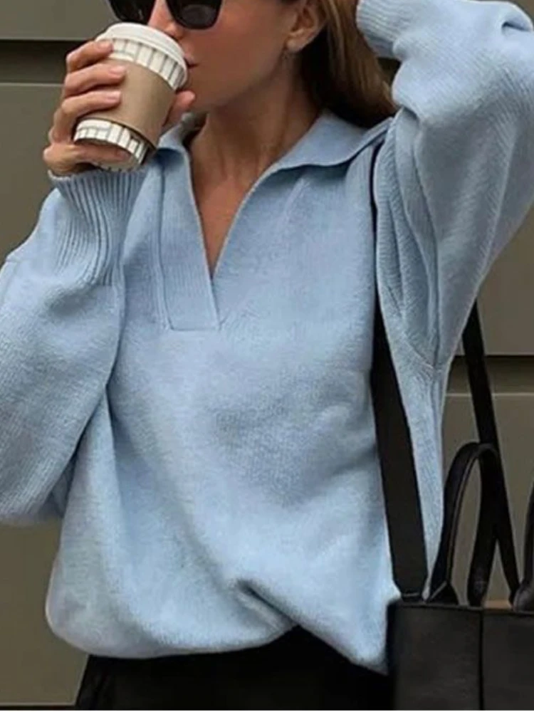 

Women's Pullovers Sweaters New In 2023 Autumn Winter Fashion POLO Neck Knitted Tops Casual Vintage Cropwomen Sweater for Women