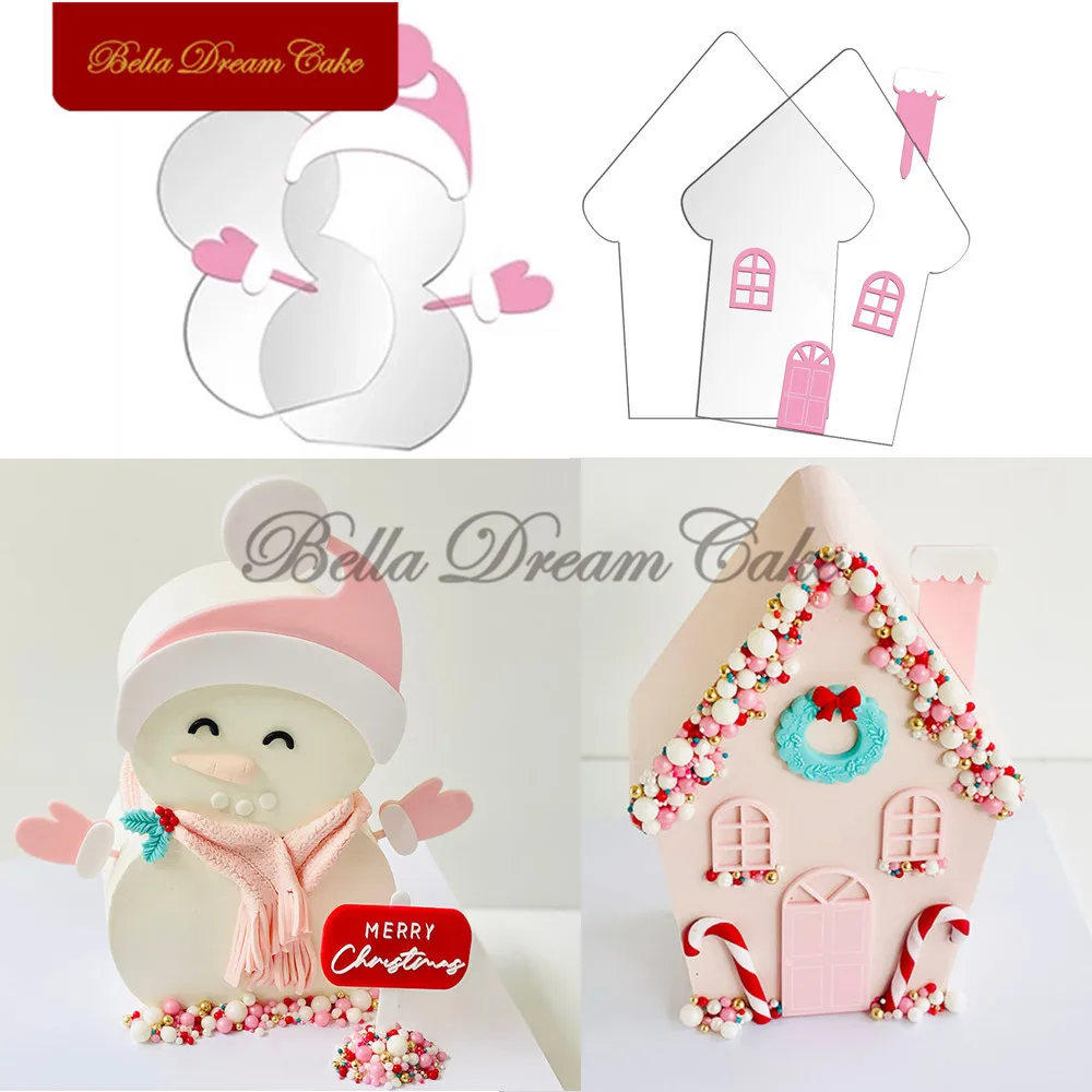 

2 шт./набор, прозрачные акриловые кондитерские диски «Снеговик»