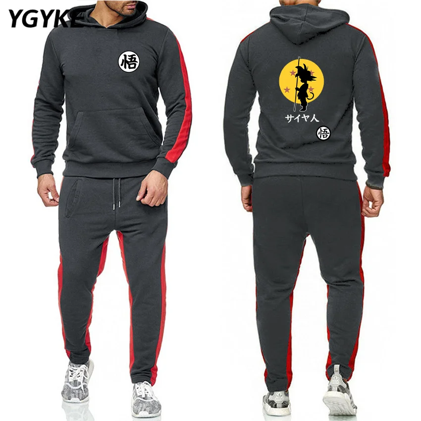 

Spring Autumn Men's Tracksuit Goku Hoodie and Pants 2 Two Piece 2 Piece Casual Loose Fleece Street Fashion Tracksuit