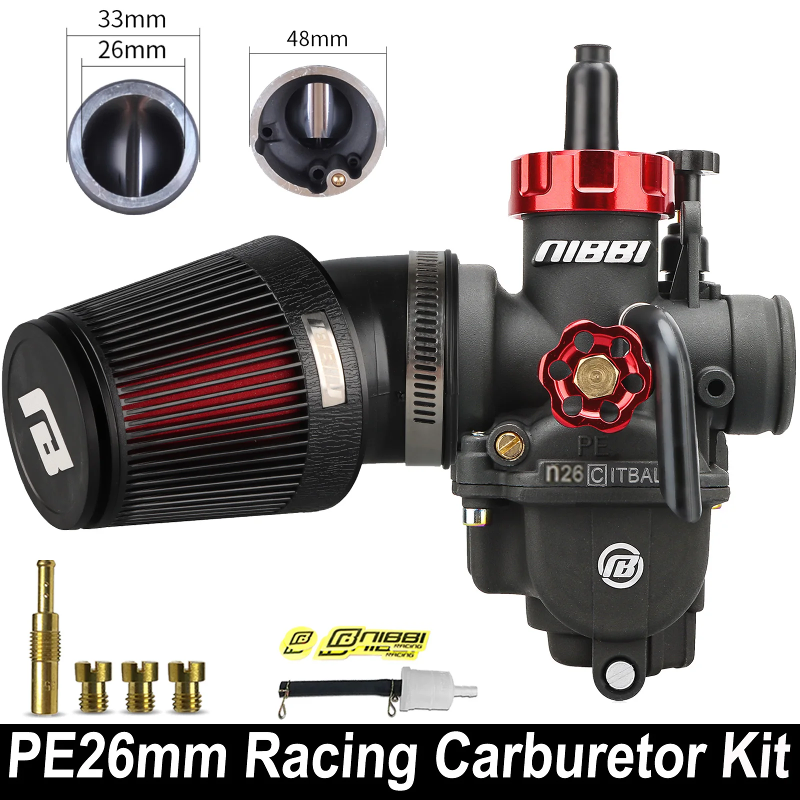 

Комплект карбюратора NIBBI PE с воздушным фильтром с ЧПУ PE24/26/28/30 мм, силовые карбюраторы для Yamaha Honda Suzuki 2T4T, модифицированная деталь для мотоцикла