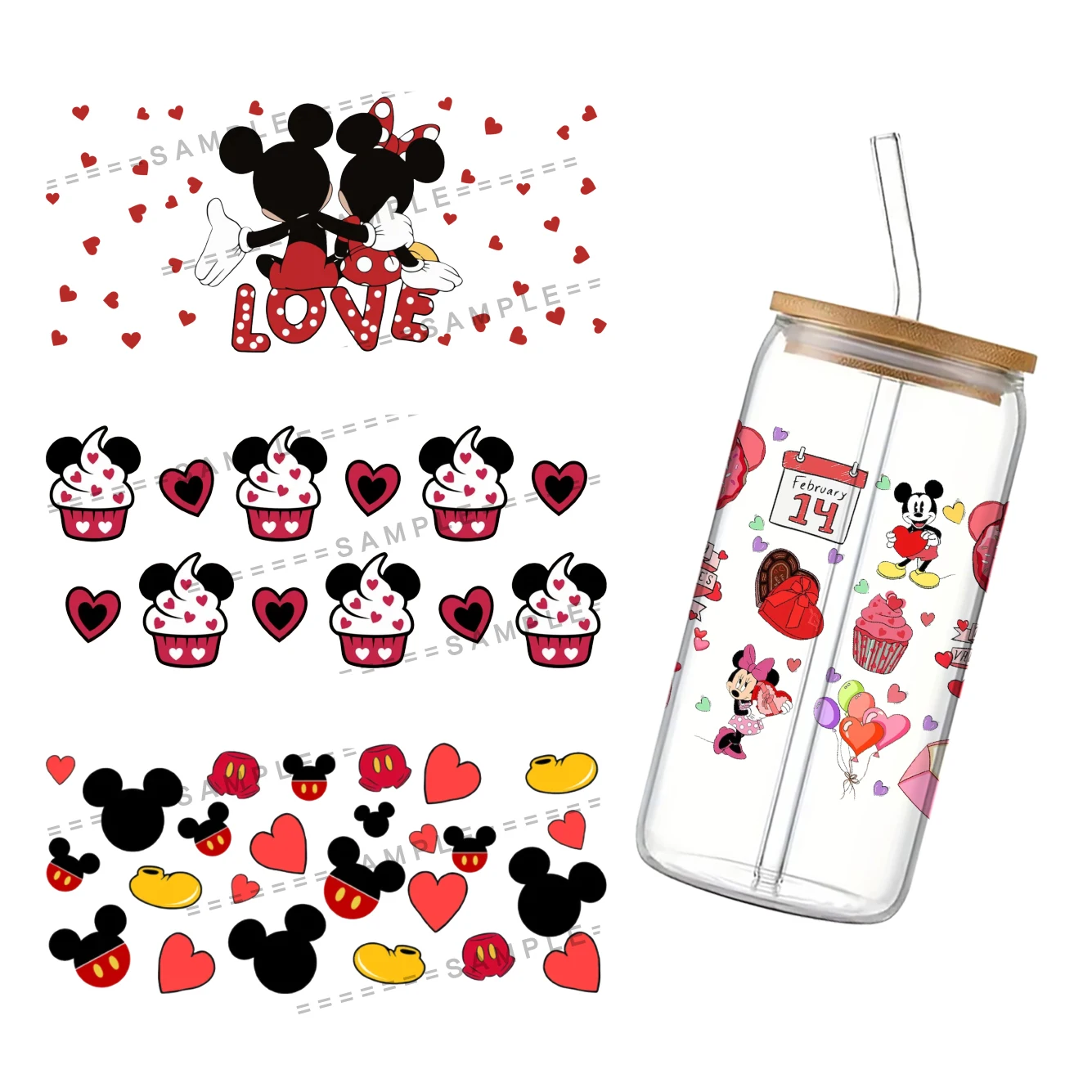 Водонепроницаемая наклейка на чашки 11*24 см с изображением Микки Диснея 16 унций УФ