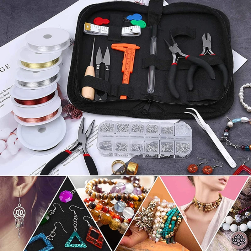 

1Set Jewelry Tools Equipment DIY Tool Sets Repair Accessories With Pliers Beading Needle Thread Copper Wire Caliper For Handmade