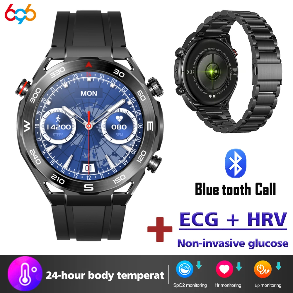 

Blue Tooth Call Smartwatch Sports Smart Watch Men Health Butler Real-time Monitoring Blood Sugar ECG HRV Waterproof Massive Dial