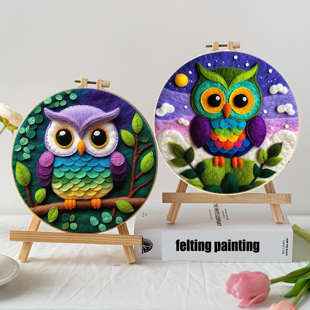 PhotoCustom Забавная картина DIY Набор для вышивания шерсти с рамкой 20X20 см Красочная