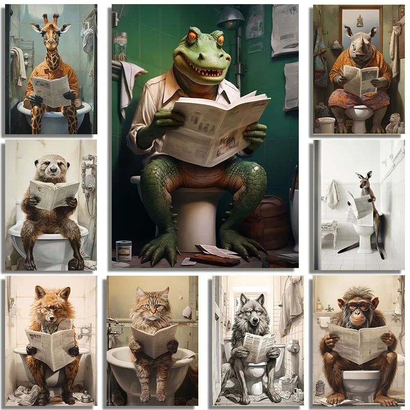 Настенная картина &quotОбезьяны читают газету&quot печать на холсте