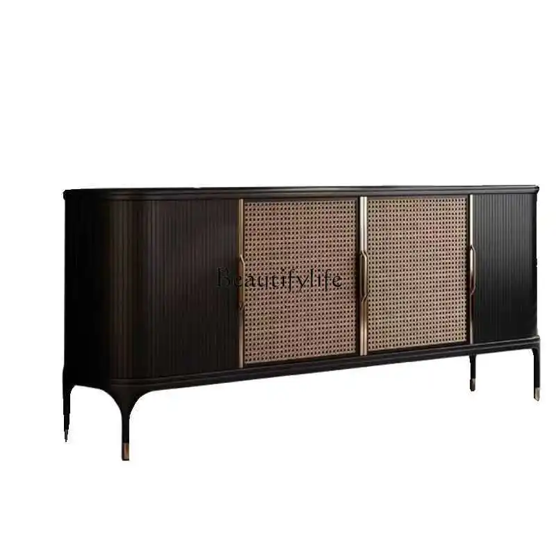 Входной шкаф во французском ретро-стиле из массива дерева ротанговый обеденный