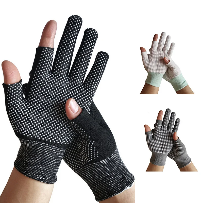 

Нескользящие нейлоновые перчатки унисекс, открытые перчатки с двумя пальцами, велосипедные спортивные перчатки, Легкие ветрозащитные дышащие перчатки для сенсорных экранов