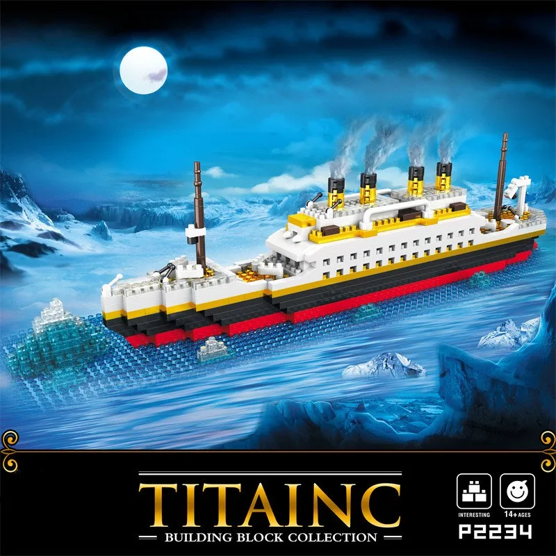 

Blocks Titanic Cruise Ship Model Boat Model DIY Assemble Building Blocks Classical Brick Toys Xmas Gift For Children