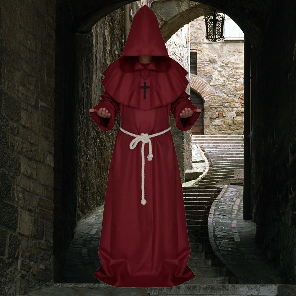 Средневековый халат монаха священника с капюшоном костюм для косплея на
