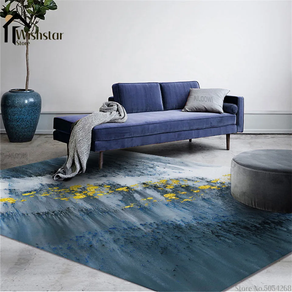 Серый синий абстрактный чернильный ковер современный роскошный домашний для