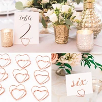 10pcs heart shape metal photo clip stands wedding table number name place card holder for birthday party decor home message sign