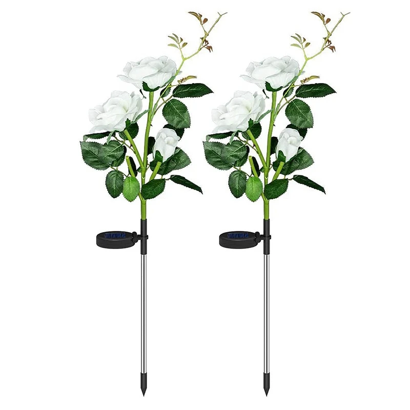 

Solar Garden Rose Lights Outdoor Solar Garden Stake Lights 2Pack Solar Lights With 6 Roses For Garden Patio Backyard