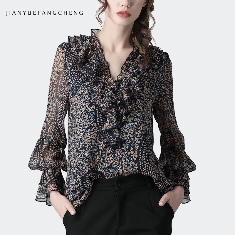 Женская шифоновая блузка с цветочным принтом Свободный Топ коротким рукавом и