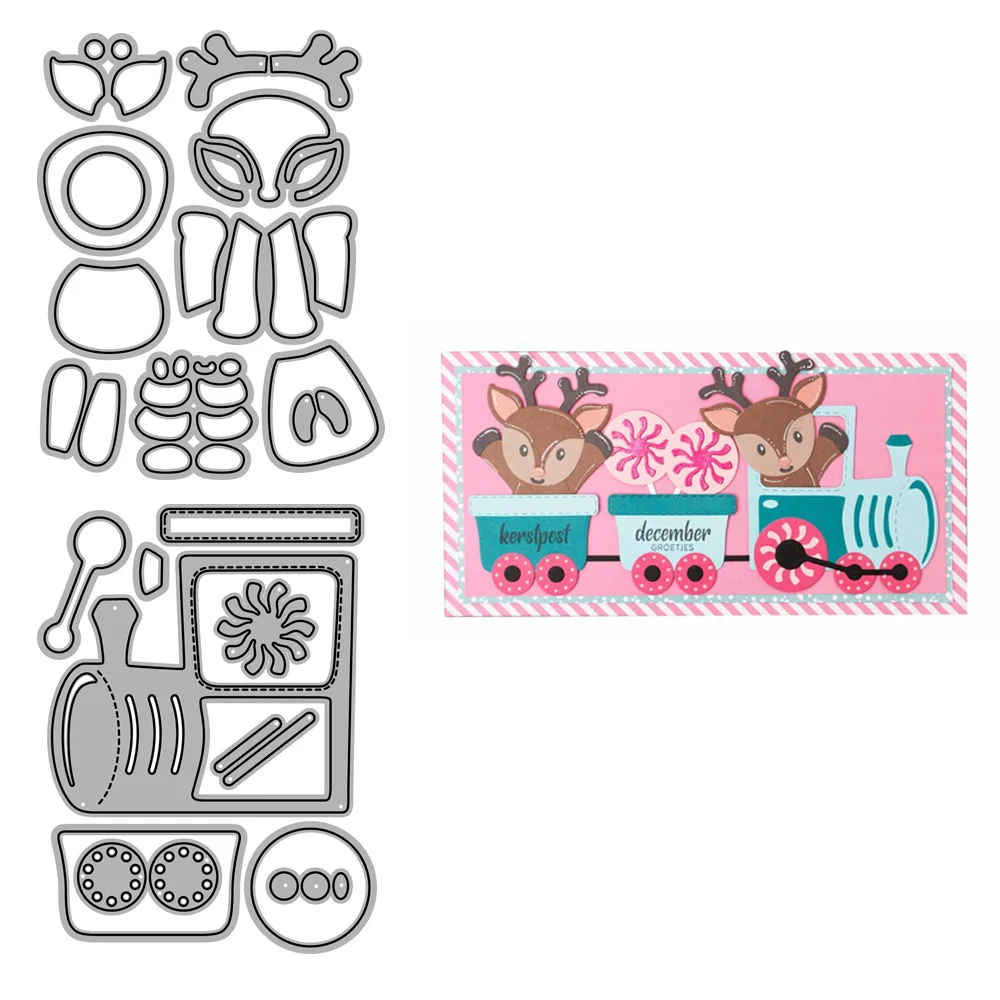

2022 AliliArts Metal Cutting Dies Train & Reindeer diy Scrapbooking Photo Album Decorative Embossing PaperCard Crafts Die