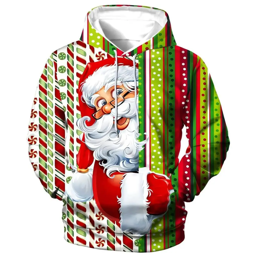 

Men's Funny Christmas Hoodie 3D Santa Claus Printed Graphic Pullover Casual Fashion Hooded Sweatshirt Women's Large Sudaderas