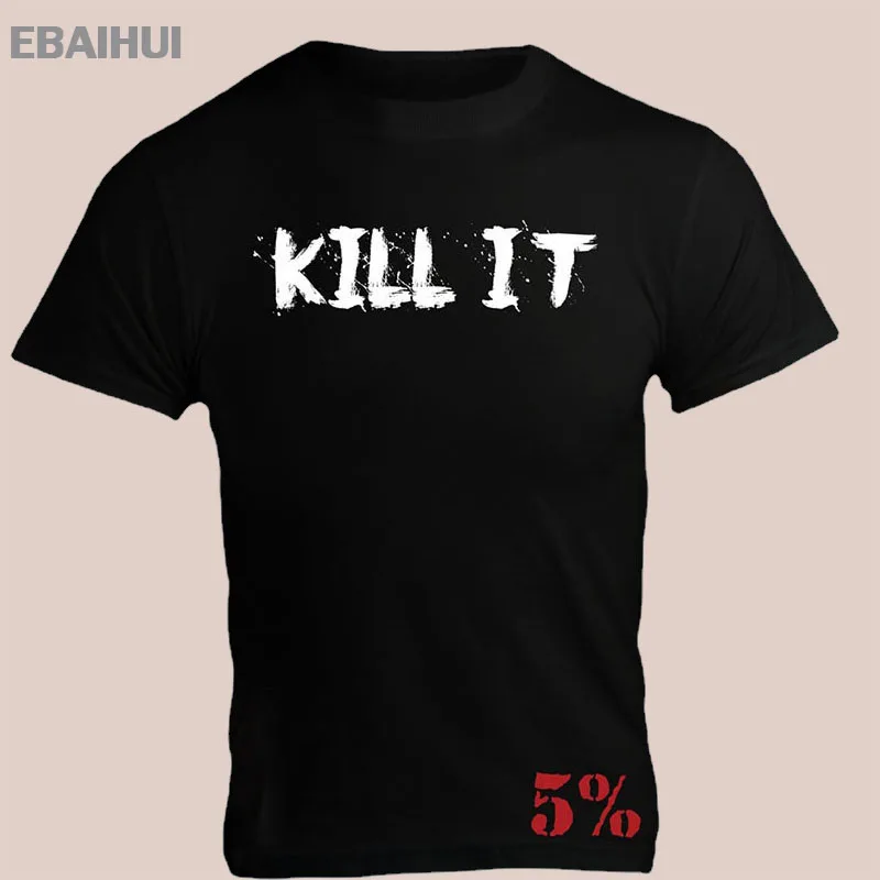 E-BAIHUI Men Tight Cotton T-shirt Kill IT T-shirt + 5% Back Print T Shirts Men Fashion Soccer Ball Wear Men T-shirt TS058