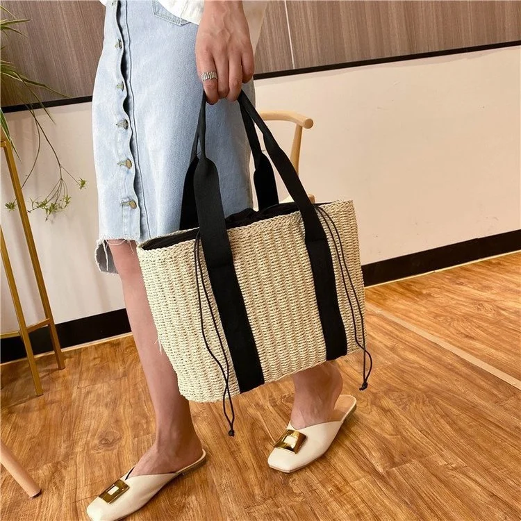 

Casual Rattan Women Handbags Wicker Woven Shoulder Bags Summer Beach Straw Bag Large Capacity Tote Lady Bali Big Purses Sac