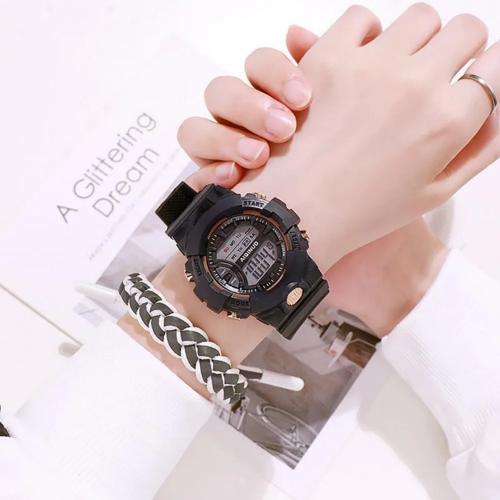 Ins Fashion LED Multifunction Date Clock Stopwatch Electronic Watches Big Dial Digital Sport Watch For Women Girl Boy Student