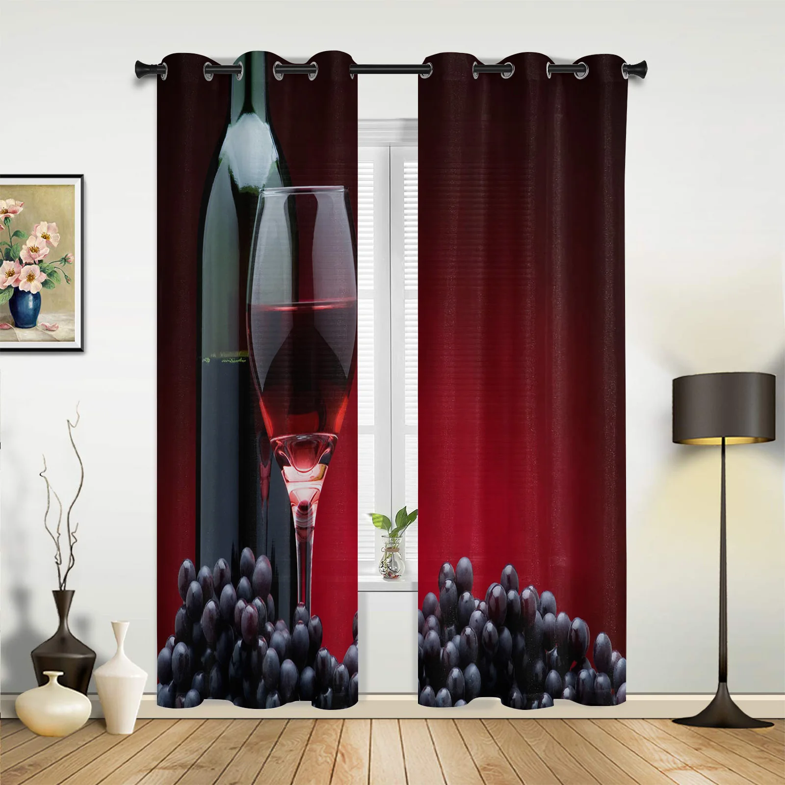 

Red Wine Grape Fruit Curtains for Bedroom Living Room Drapes Kitchen Children's Room Window Curtain Modern Home Decor