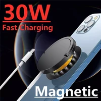 30w magnetic wireless charger for iphone 11 12 13 pro max mini qi fast chargers pad with phone holder magsafing magnet charging