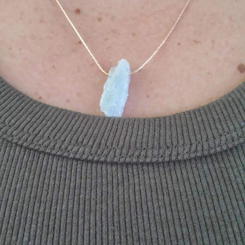 Raw Aquamarine камень для родившихся в марте Necklace кристалл исцеления чакр