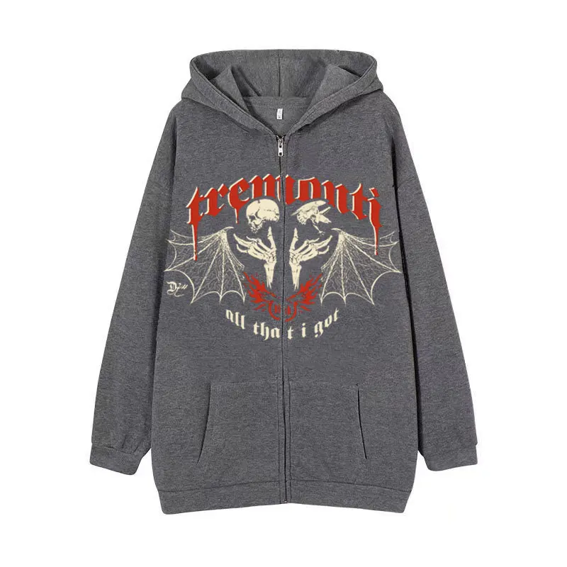 Стразы толстовка на молнии со скелетом и бабочкой женская уличная одежда в стиле