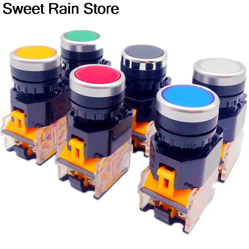 Флейта, Круглый кнопочный выключатель питания, мгновенный/блокировочный, электрическое оборудование, 10A440VAC,NO/NC, старт и стоп, контакты, без лампочки, 1 шт.