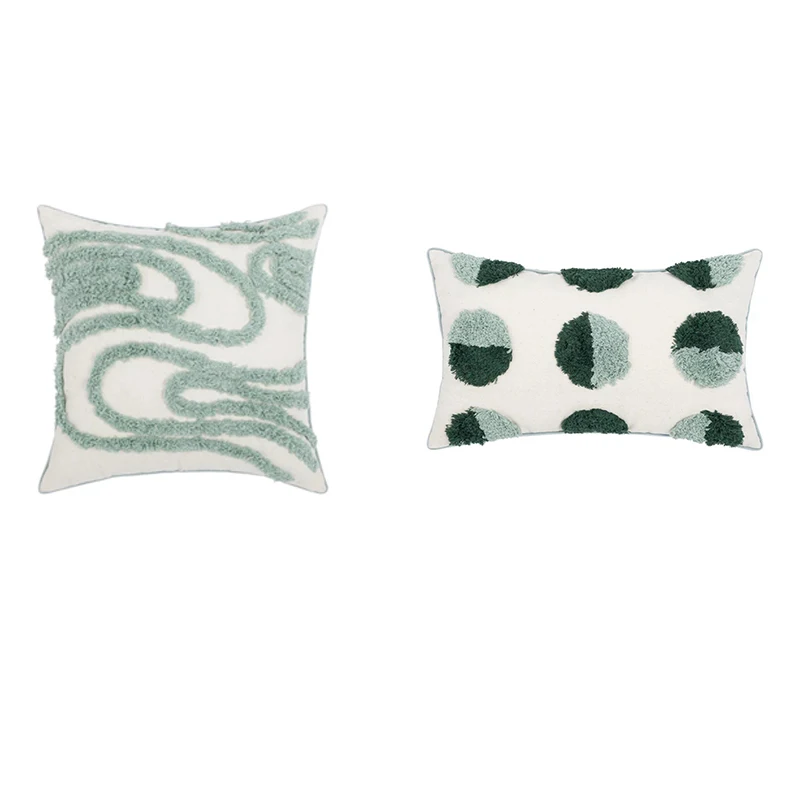 Зеленая стеганная наволочка ручной работы для дивана скандинавский домашний
