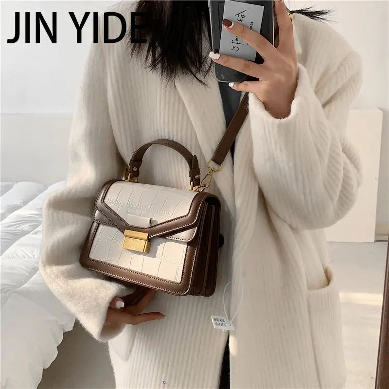 French Style Crocodile Pattern Small Tote Handbags For Women New 2023 Luxury Designer Push Lock Ladies Shoulder Crossbody Bags