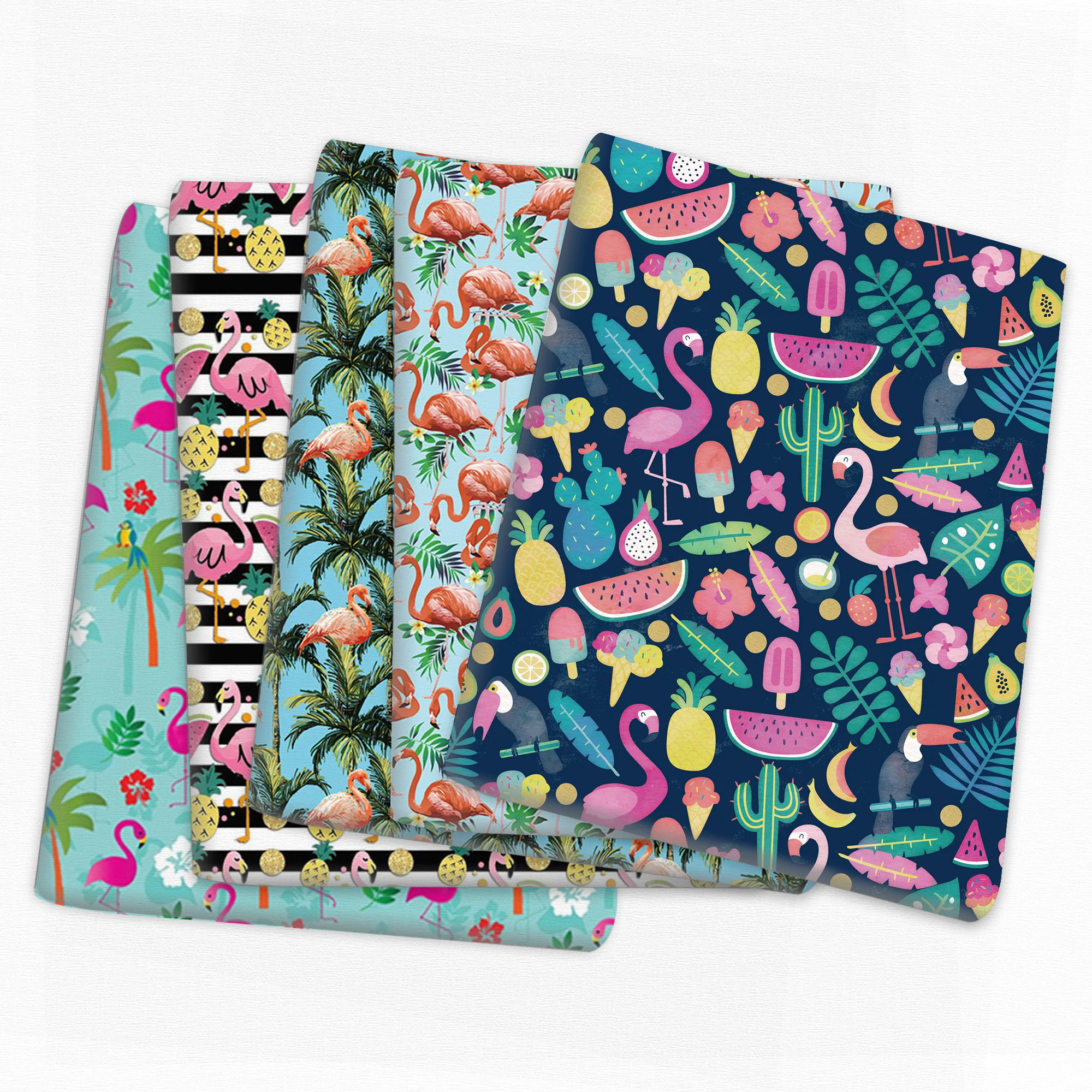 Summer Flamingo 50*145cm 100% Cotton Fabric Sewing Quilting Fabric Needlework Material DIY Handmade Patchework