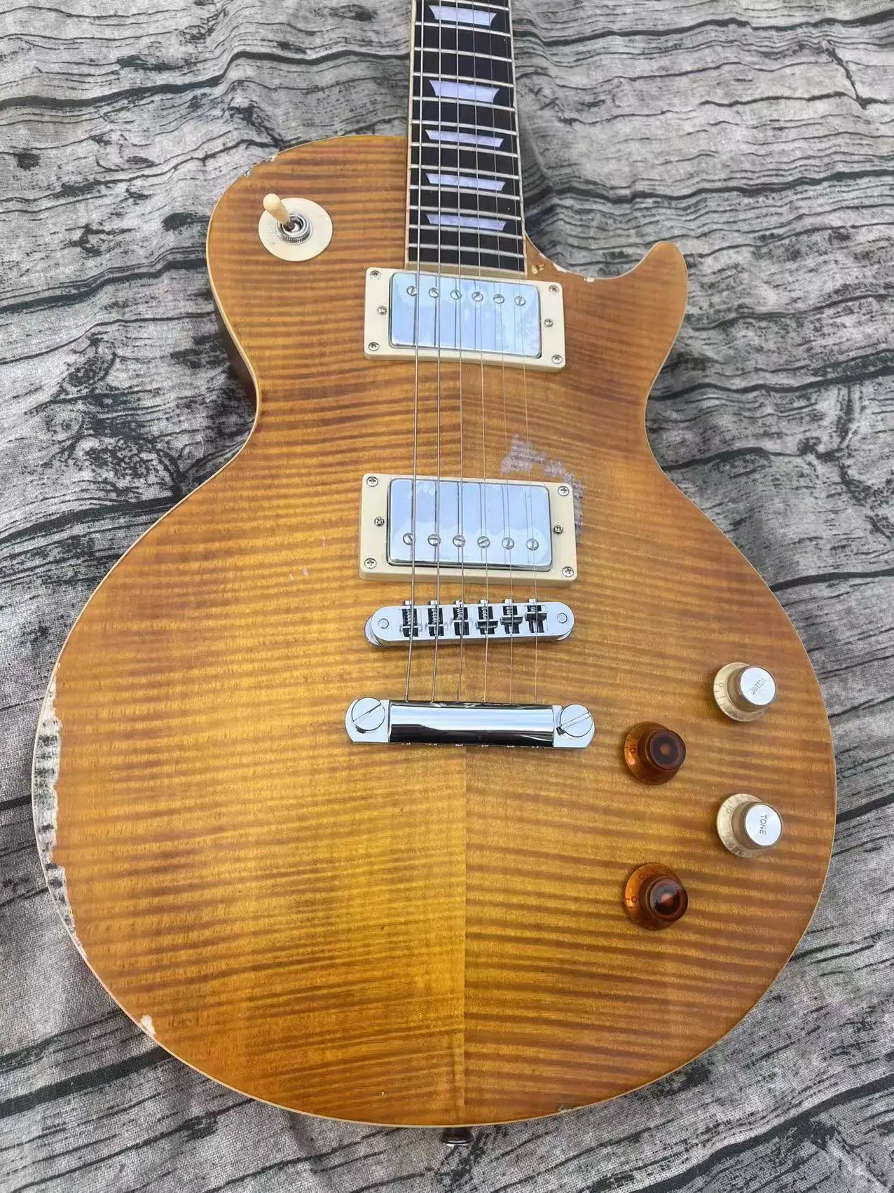

Ручная работа, винтажная хромированная электрогитара Sunburst Flame Maple Top
