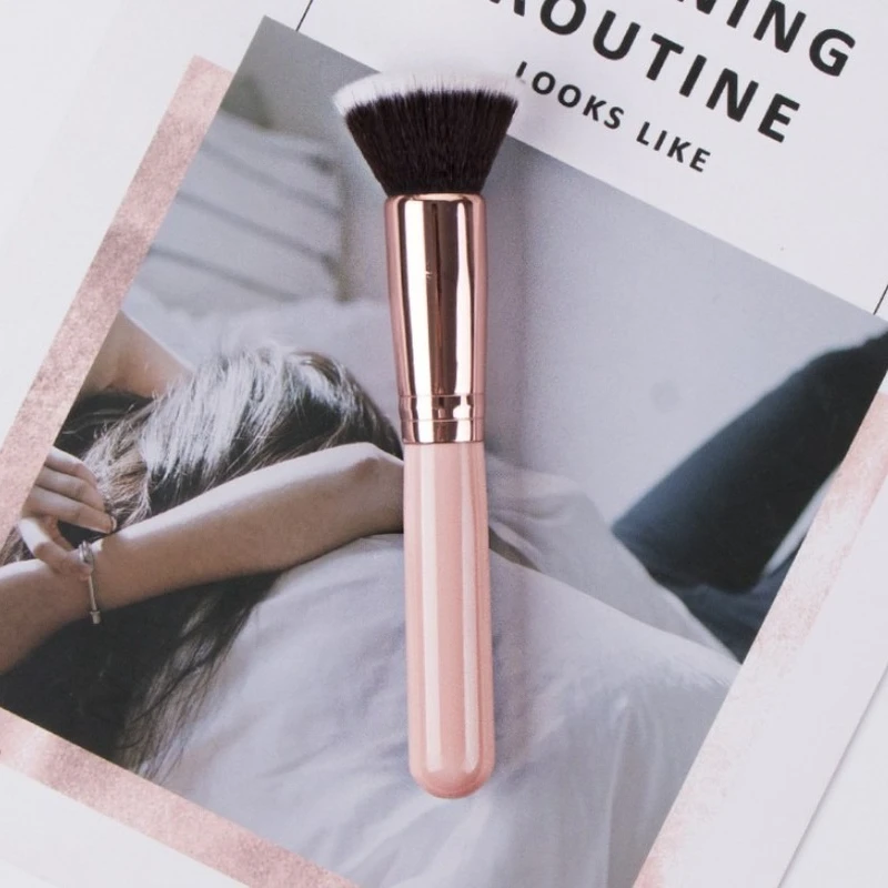 

Luxury Champagne Makeup Brushes Flat Top Foundation Brush Large Face Brush Repair Brush Contour Brush for Liquid Cream Powder