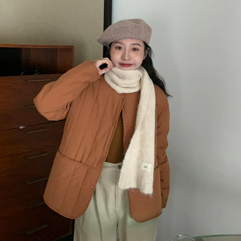 Literary and Artistic Leisure Has No Collar Thin Light Cotton Clothing Autumn Winter New Loose and Versatile Little Coat