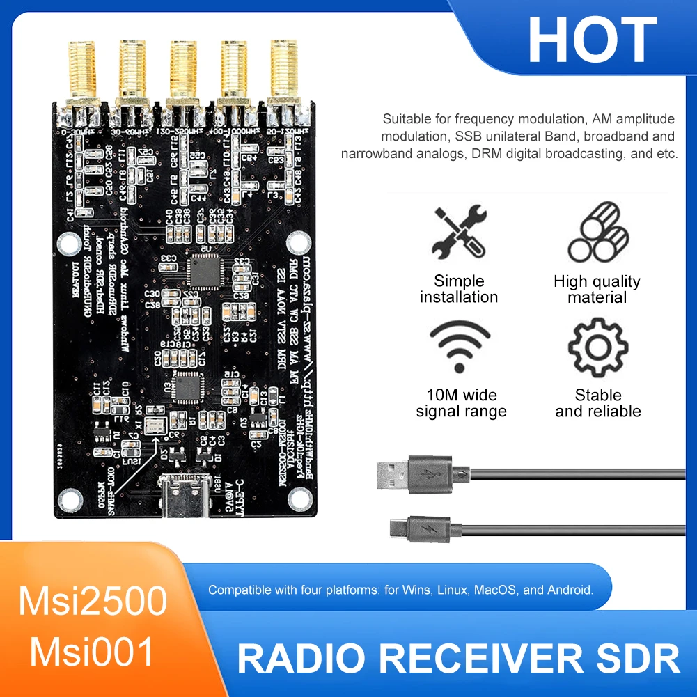 

UYANGG RSP1 Msi2500 Msi001 Simplified SDR Reciver 10kHz-1GHz Amateur Radio Receiving Moudle Circuit DIY Electronic Accessories