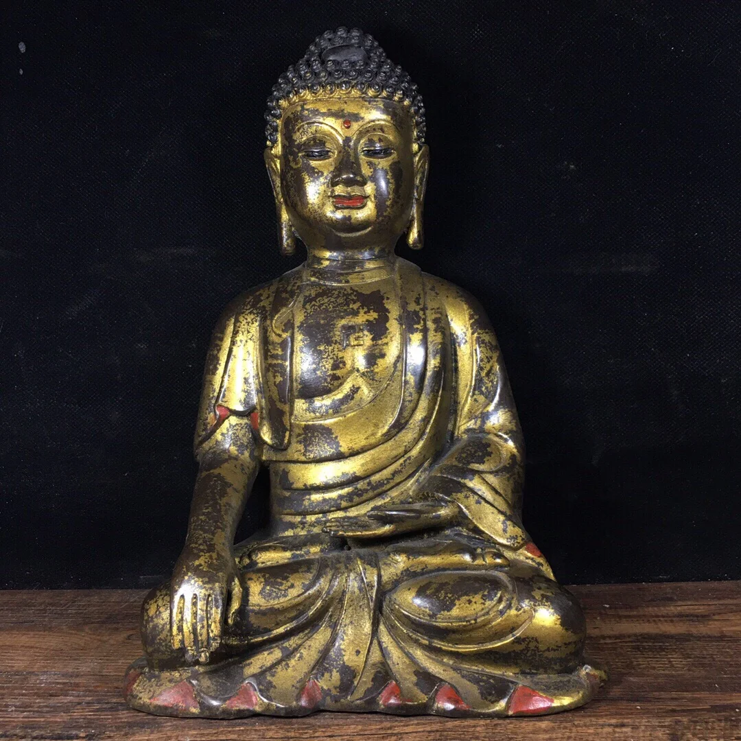 

LAOJUNLU Bronze Gilt Buddha Figure Ornament Dimensions: Height 26.5Cm Style 721 Chinese Traditional Style Antiques Fine Art