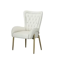 Soft Warm White Dining Chairs Nordic Modern Minimalist Gold Legs Makeup Tables Lounge Chair Designer Leather Stuhl Furniture