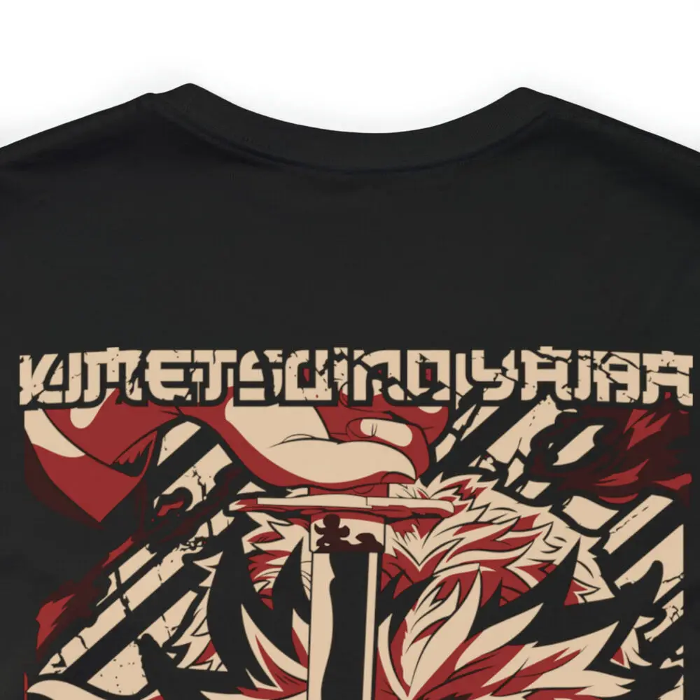 Фото Футболка Rengoku flame hashira graphic, футболка с изображением рассекающего демона, футболка с рисунком аниме спереди и сзади №4