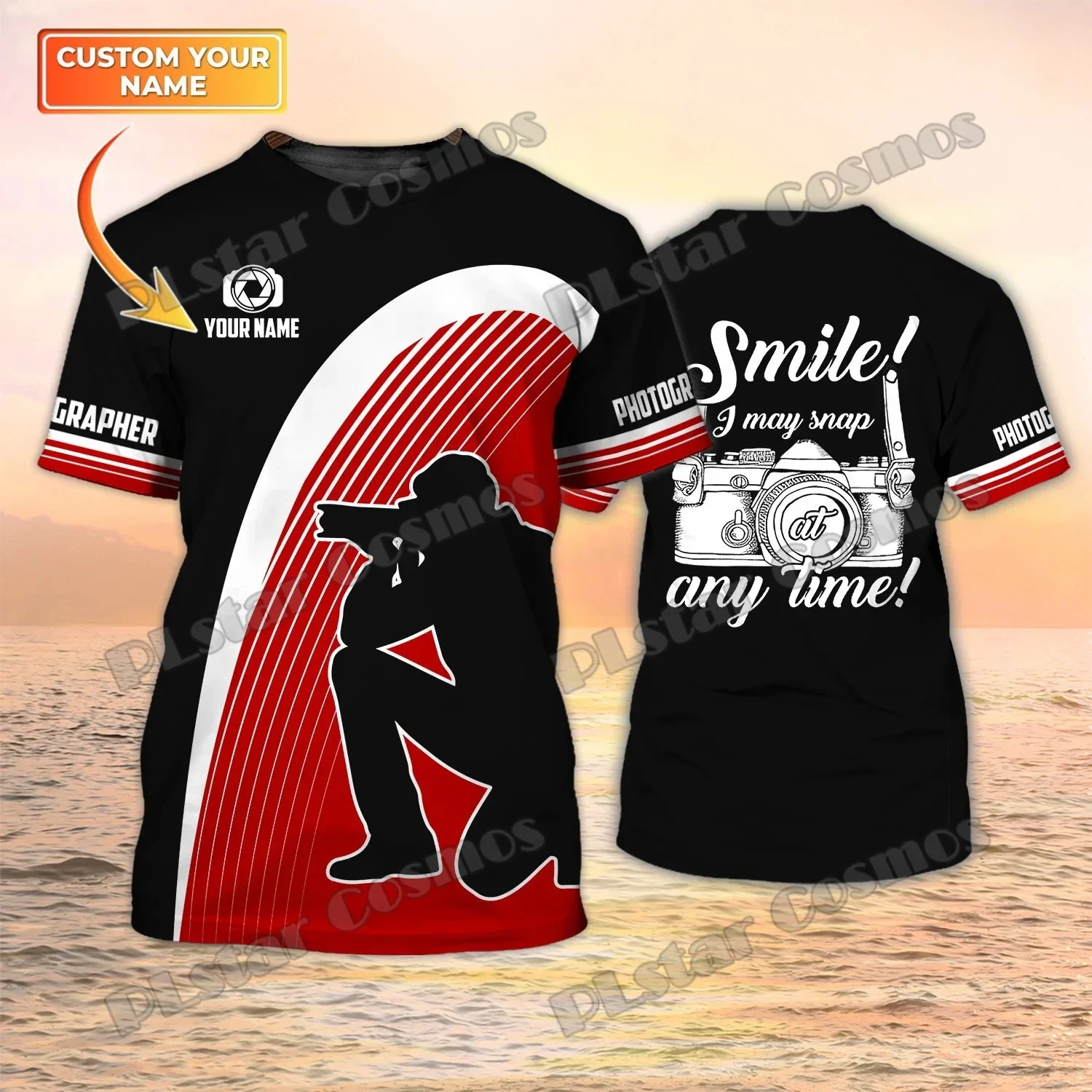 Персонализированные модные мужские футболки с 3D-принтом имени фотографа камеры