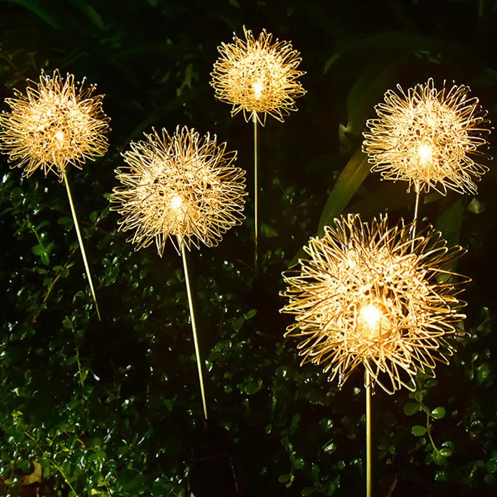 

2pcs Led Solar Lamp Dandelion Shape Outdoor Luminous Fairy Lights For Garden Lawn Decoration