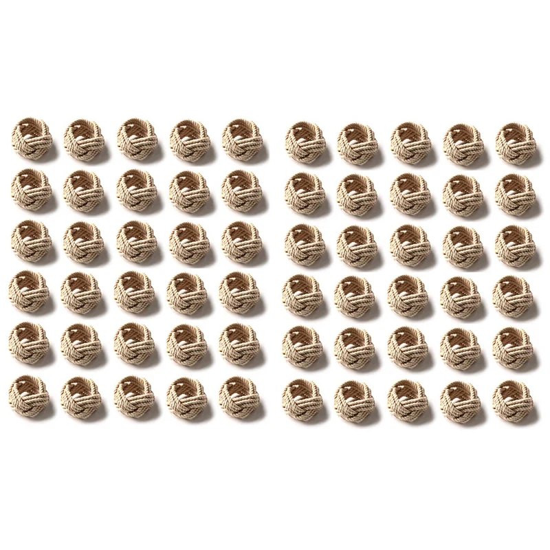 

60Pcs Model Room Natural Jute Napkin Ring Rope Woven Napkin Buckle Linen Rope Napkin Ring For Wedding Christmas Party