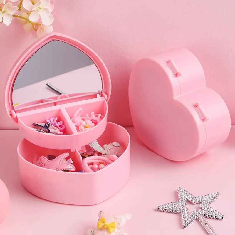 

2 Tiers Jewelry Storage Box With Lid Rings Necklace Holder Case Ins Desktop Cosmetics Organizer Container Bin Decir Storage Box