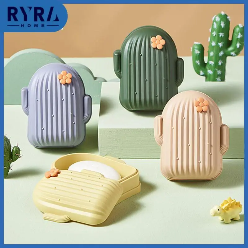 

Soap Box Drainage Lovely Cactus Soap Box Convenient Common For Travel Dormitories With Cover Shower Room Cartoonish