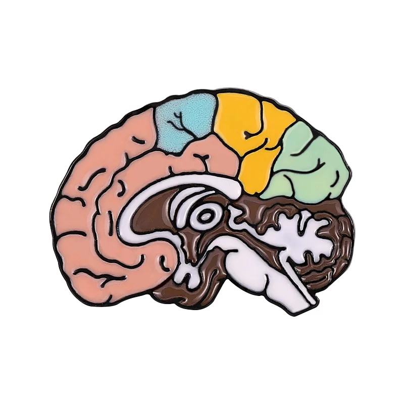 

Амулетная брошь из сплава с мультяшными изящными иконами головного мозга, Модная креативная брошь на одежду, значок на пуговицу, подарок другу