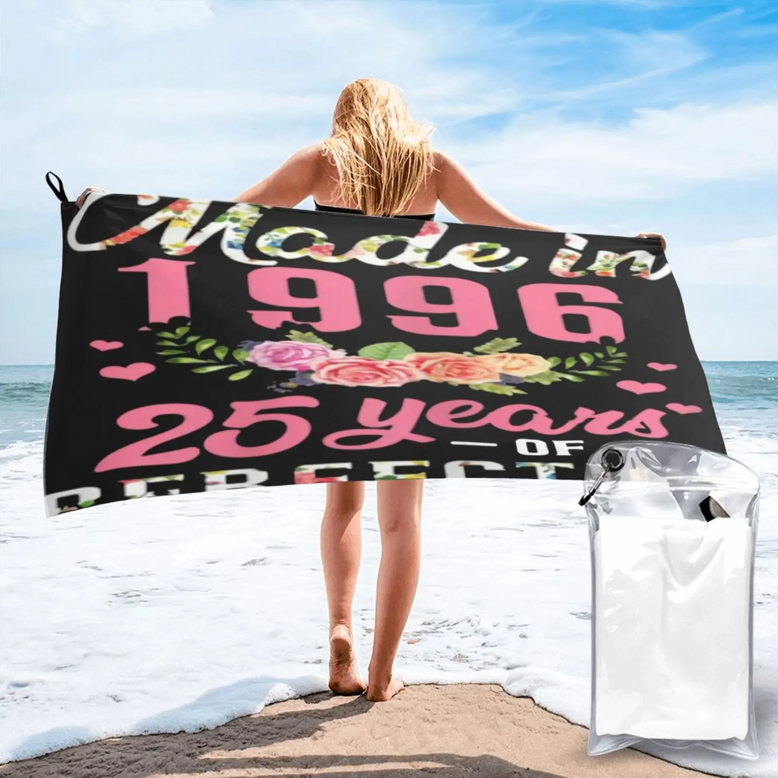 

25 в 1996, 25 в день рождения, пляжное полотенце Xxl, пляжное полотенце, Большое банное полотенце, банный халат, женское банное полотенце, пляжное о...